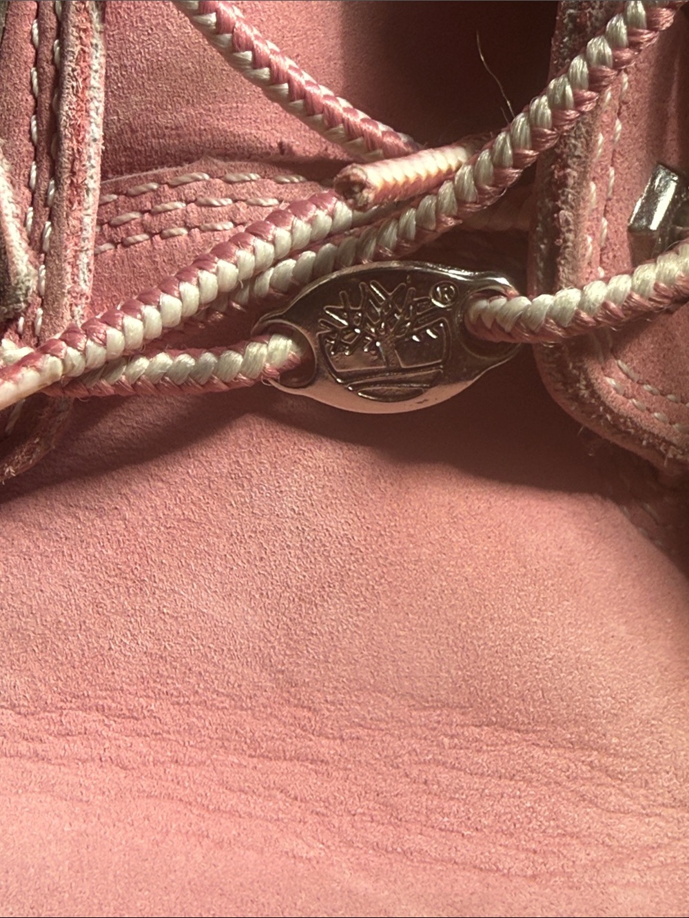 Timberland Pink Leather Lace-Up Boots with Cream Collar - Picture 7 of 7